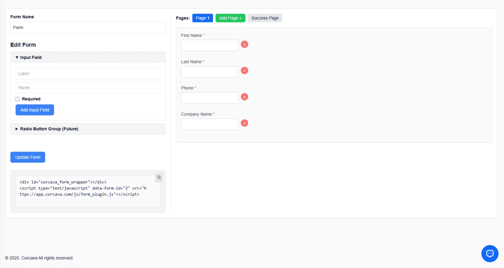 Corcava Form Builder